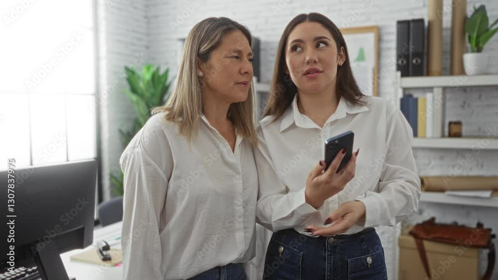Women collaborating in an office setting, exchanging secrets and ideas quietly, showcasing teamwork and innovation in a modern workplace environment with natural light. Women collaborating in an office setting, exchanging secrets and ideas quietly, showcasing teamwork and innovation in a modern workplace environment with natural light.