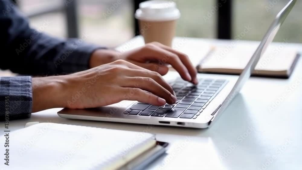 A person is typing on a laptop computer A person is typing on a laptop computer