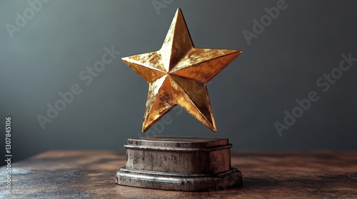 Golden Star Award on Rustic Base photo