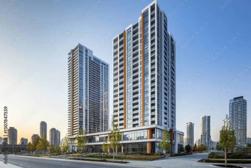 Stunning shot of a modern apartment building in the city, exterior view, clear sky, daylight Generative AI Stunning shot of a modern apartment building in the city, exterior view, clear sky, daylight Generative AI