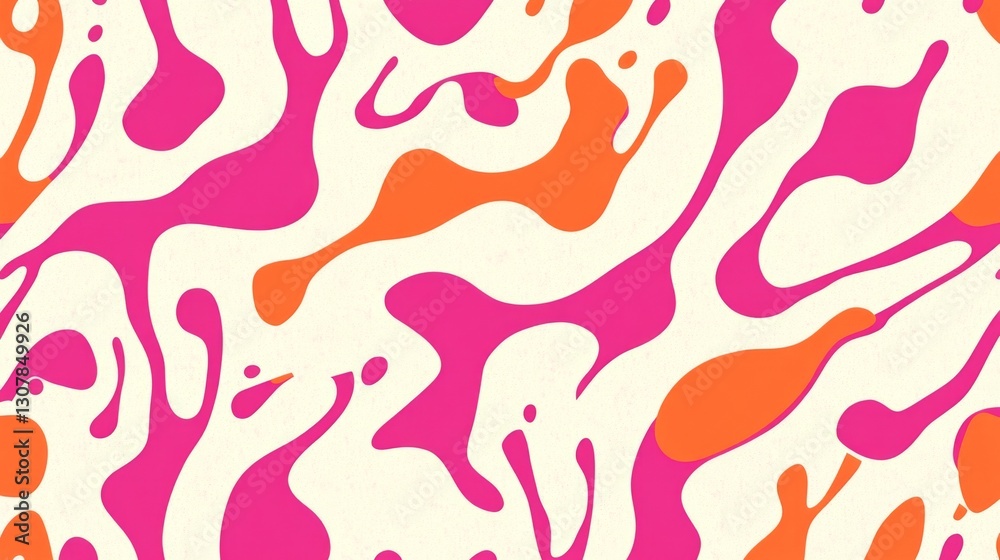 pink and white pattern featuring thick lines and simple organic shapes. -