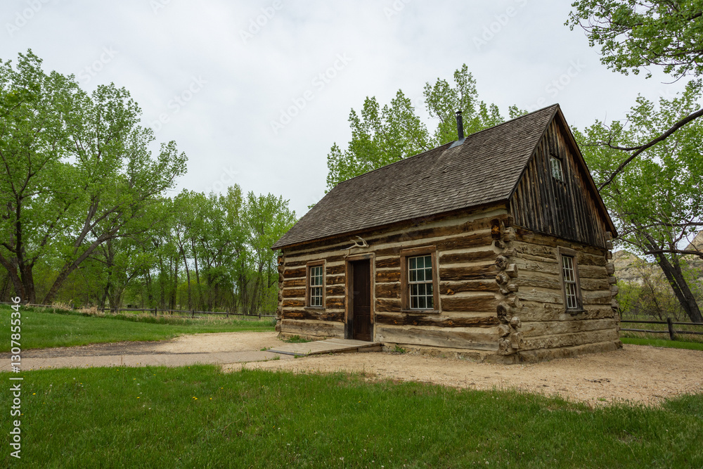 Teddy Roosevelt's log cabin in North Dakota, in the badlands. Teddy Roosevelt's log cabin in North Dakota, in the badlands.