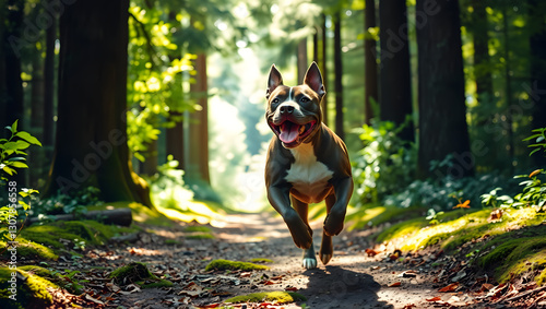 Wallpaper Mural Pit Bull Bulldog American Bully Running Park Woods Forest Trail Happy Wellness Pets Torontodigital.ca