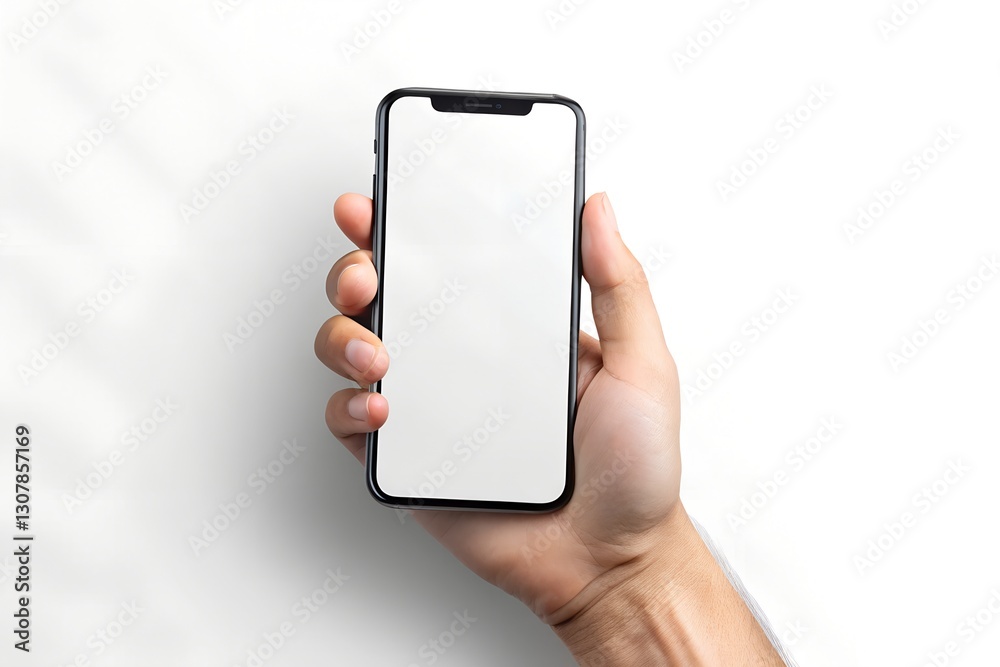 hand holding smart phone with blank screen hand holding smart phone with blank screen