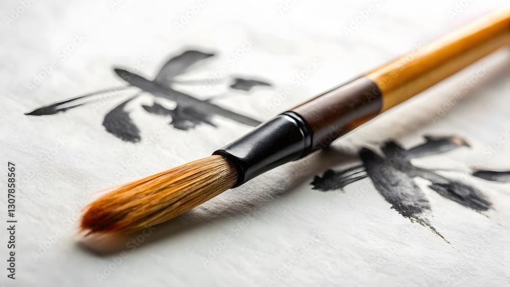 Fototapeta premium Japanese Calligraphy Brush and Ink Strokes