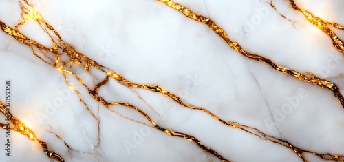 Elegant marble background featuring striking golden veins on a smooth white surface, ideal for luxurious interior designs or high-end projects. Perfect for showcasing opulence.