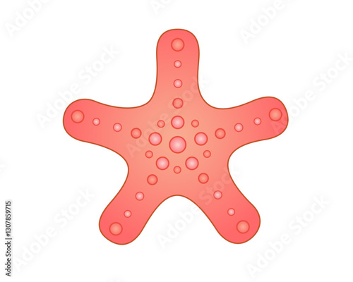 Pink-coral starfish - sea animal - stock vector illustration in cartoon style. Starfish is an inhabitant of the ocean. Inhabitant of the underwater world.	