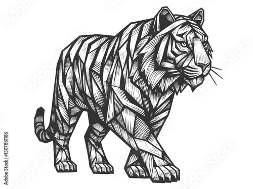 Geometric Origami-Style Tiger vector illustration