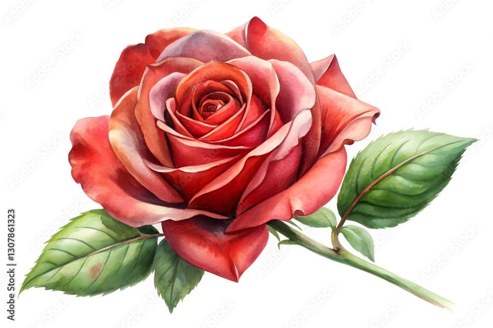 Fototapeta premium red rose watercolor illustration isolated on white background