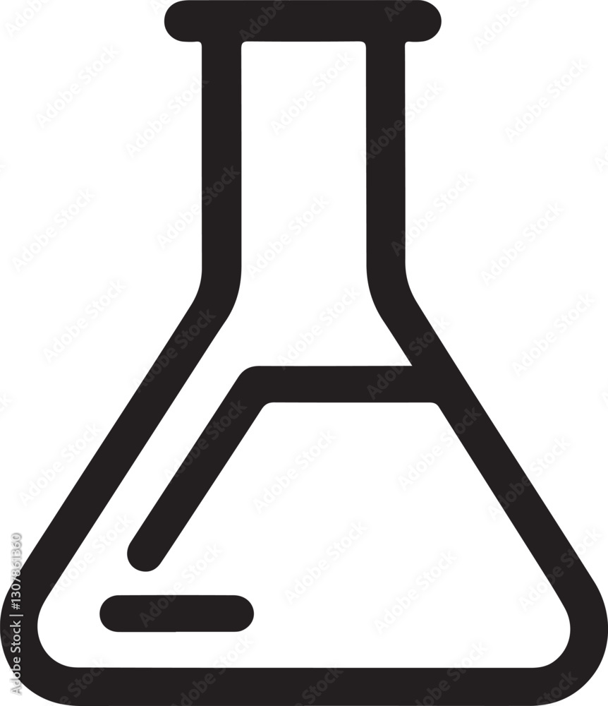 Fototapeta premium chemical flask silhouette style minimal vector art illustration on a white background. 