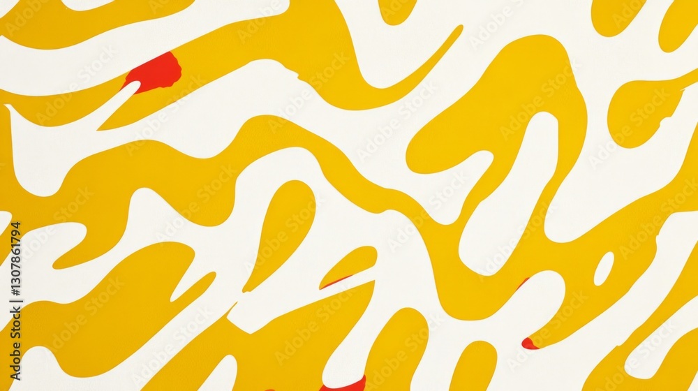 Fototapeta premium yellow and white pattern featuring thick lines and simple organic shapes. 