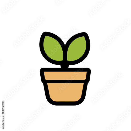 Growing plant in pot, vibrant nature, garden symbolism