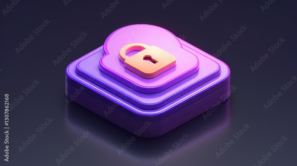 Abstract cloud security illustration with padlock symbolizing data protection in computing Abstract cloud security illustration with padlock symbolizing data protection in computing