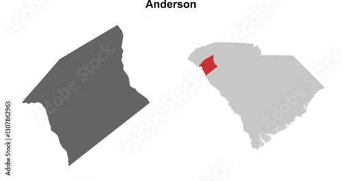 Anderson County (South Carolina) blank outline map set