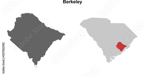 Berkeley County (South Carolina) blank outline map set