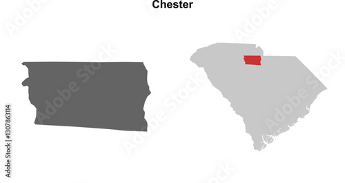 Chester County (South Carolina) blank outline map set
