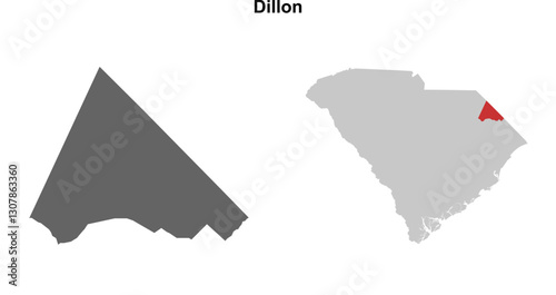 Dillon County (South Carolina) blank outline map set