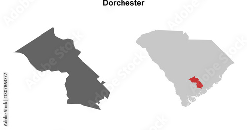 Dorchester County (South Carolina) blank outline map set