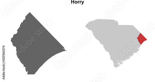 Horry County (South Carolina) blank outline map set