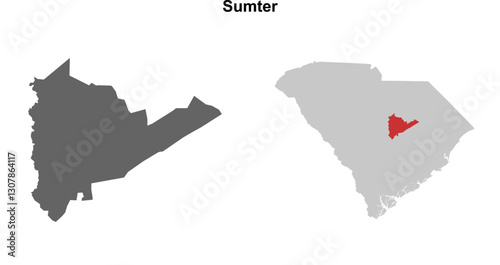 Sumter County (South Carolina) blank outline map set