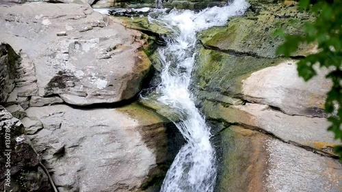 Beautiful waterfall in Spain, near from village Rupit in Catalonia, with slow motion technique.