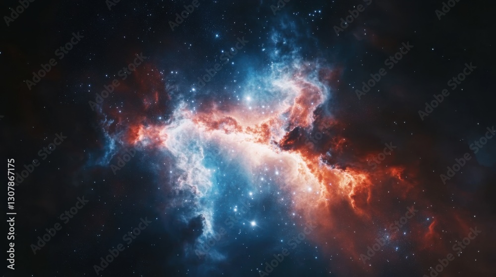 Fototapeta premium An amazing nebula in deep space, with vibrant colors and a galaxy background, stars and galaxies