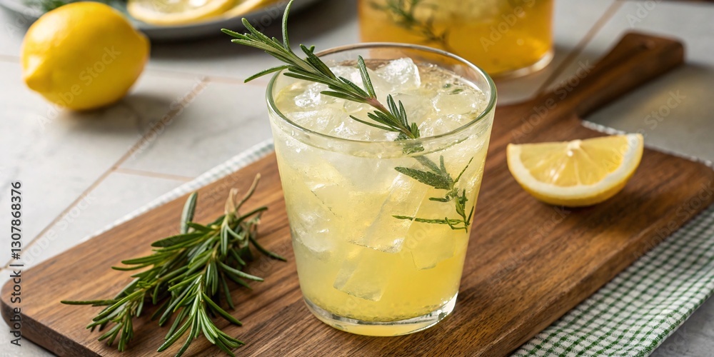 Classic Lemonade with Fresh Herbs, Ice, and a Touch of Rosemary Classic Lemonade with Fresh Herbs, Ice, and a Touch of Rosemary