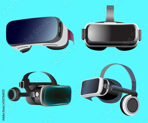 Collection of realistic vr headset