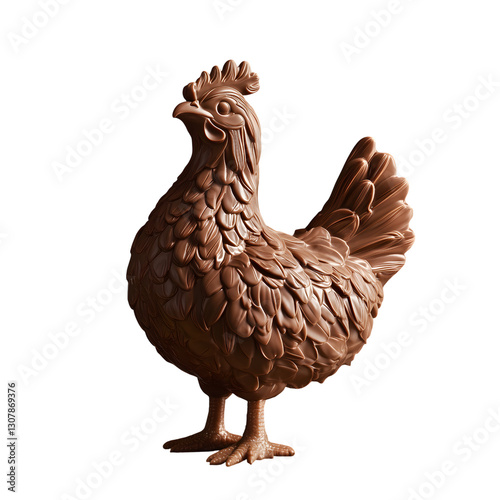 A beautifully detailed chocolate hen, crafted with realistic feather textures and a glossy finish