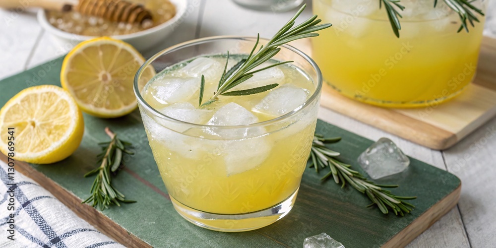 Freshly Squeezed Lemon Juice with Ice and Rosemary for a Healthy Lifestyle Freshly Squeezed Lemon Juice with Ice and Rosemary for a Healthy Lifestyle