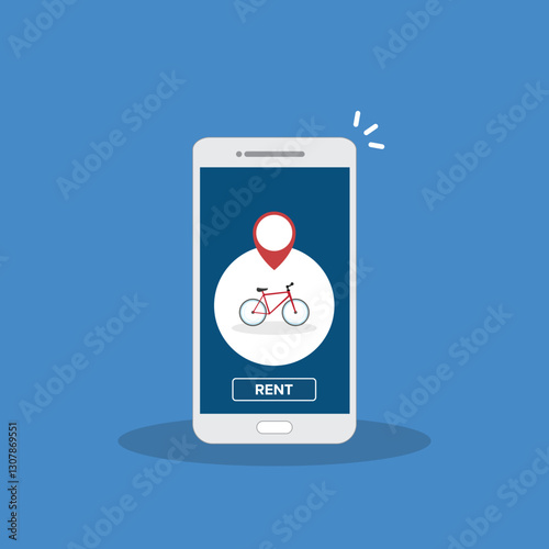 Bicycle rent or sharing bike application on a mobile phone.	