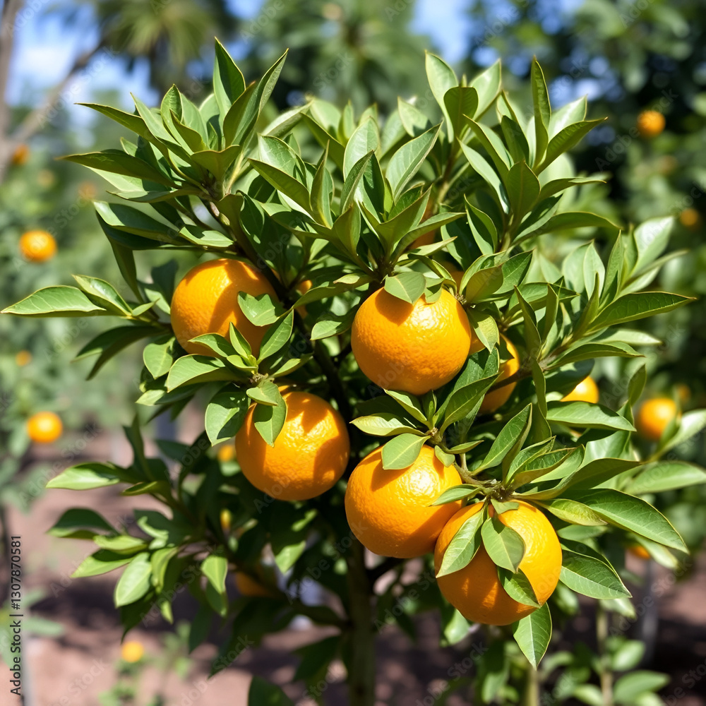 A young tree of the Murcott, a hybrid of mandarin and sweet orange, originated from Walter Tennyson Swingle's pioneering efforts to create new citrus hybrids. A young tree of the Murcott, a hybrid of mandarin and sweet orange, originated from Walter Tennyson Swingle's pioneering efforts to create new citrus hybrids.