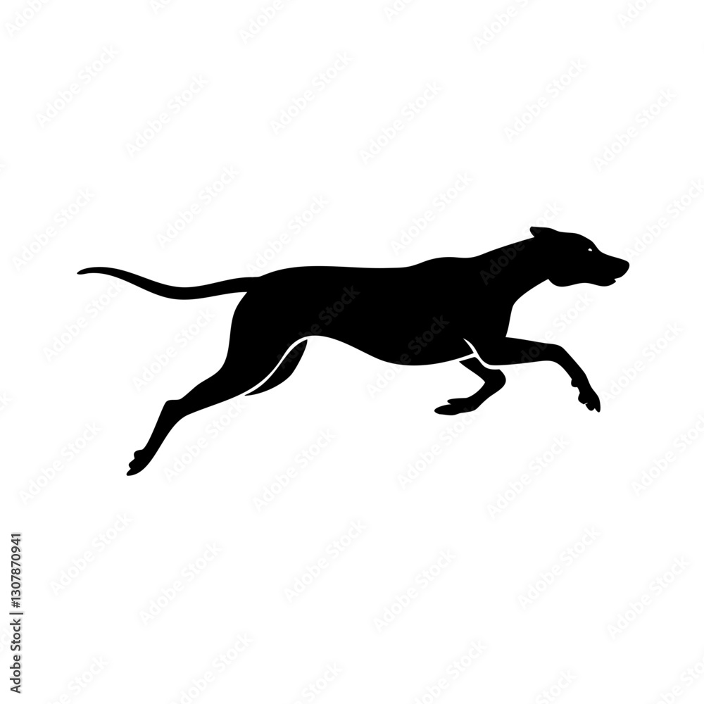 a silhouette of a dog running with great speed and agility, vector illustration a silhouette of a dog running with great speed and agility, vector illustration
