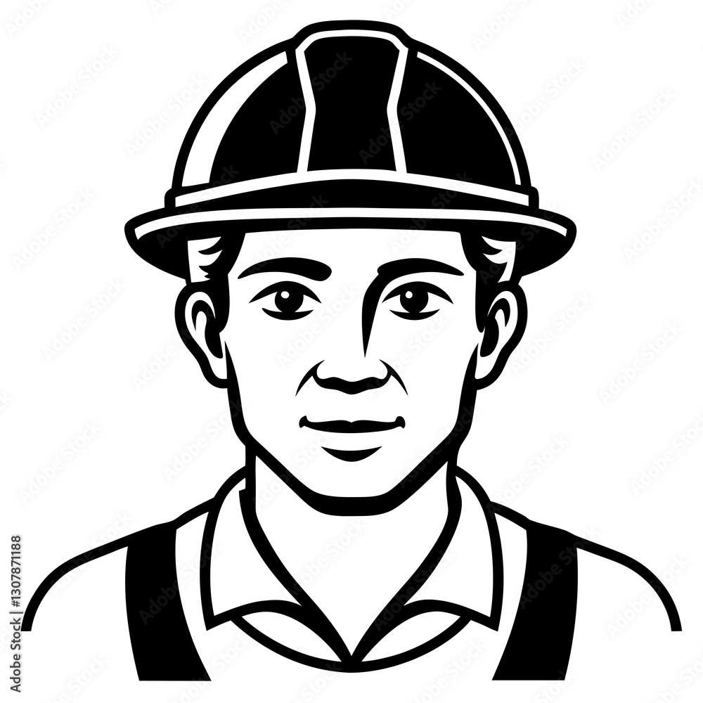 a construction worker with hard hat in his work, facing the camera, vector illustration a construction worker with hard hat in his work, facing the camera, vector illustration