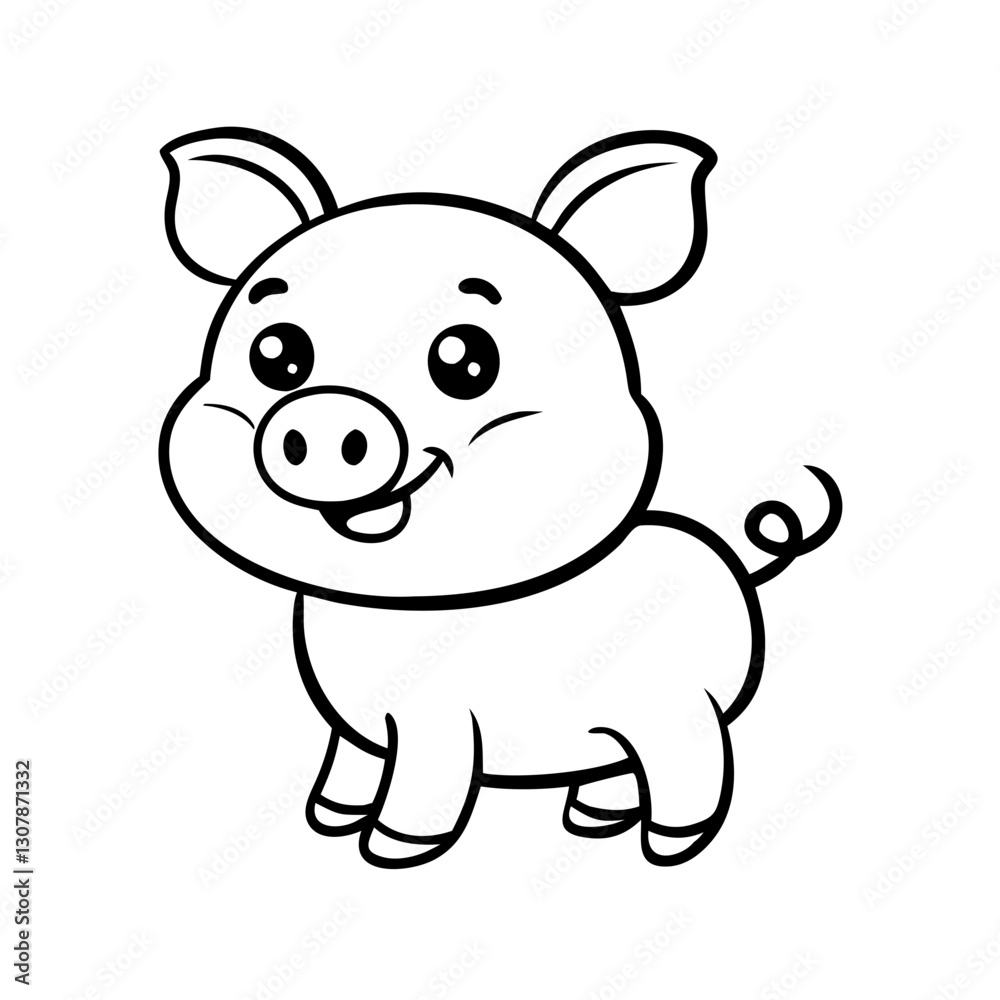 a cute, cheerful cartoon pig, with a happy expression and smiling face, vector illustration a cute, cheerful cartoon pig, with a happy expression and smiling face, vector illustration
