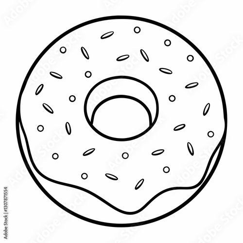 a simple, delicious donut with frosting and sprinkles. A tasty sweet treat, vector illustration