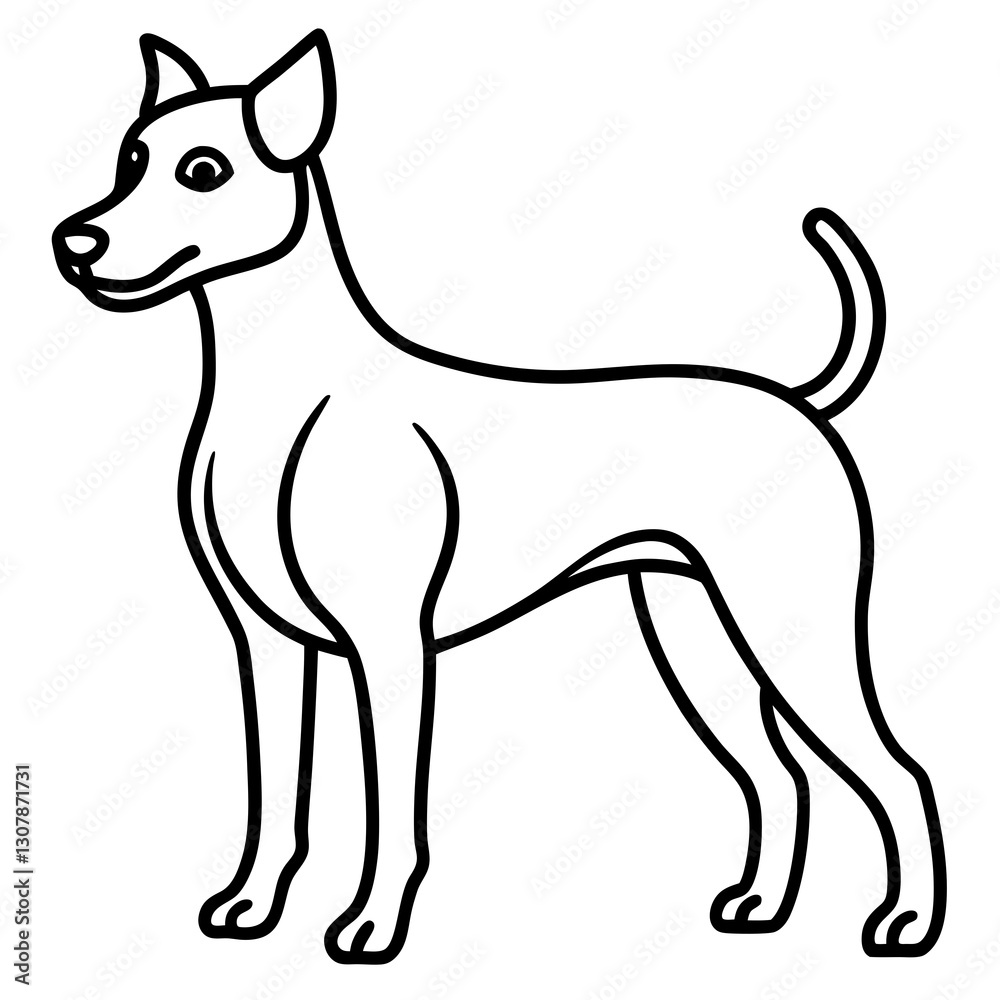 A charming illustration of a smooth-haired dog standing proudly. The outline style is simple and elegant. vector illustration A charming illustration of a smooth-haired dog standing proudly. The outline style is simple and elegant. vector illustration