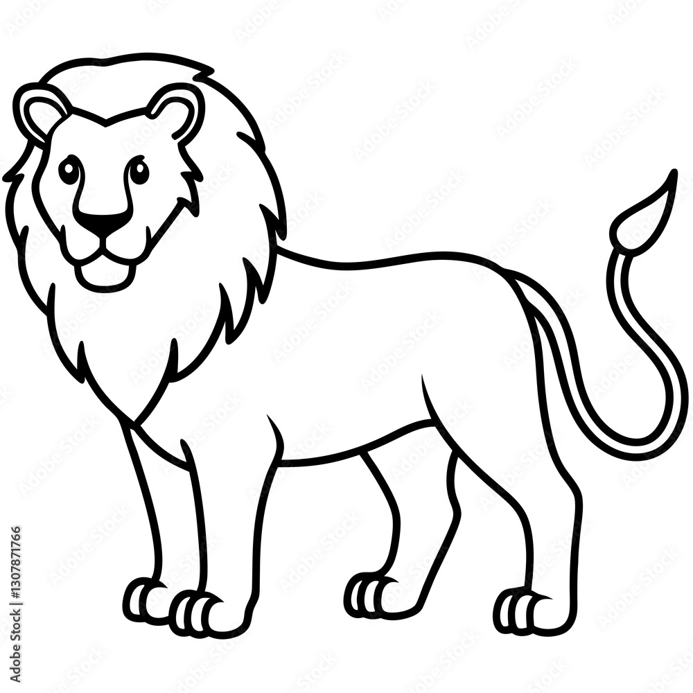 a majestic line art illustration of a lion, capturing the animal's proud and regal nature. The lion has a full mane and a strong posture vector illustration a majestic line art illustration of a lion, capturing the animal's proud and regal nature. The lion has a full mane and a strong posture vector illustration