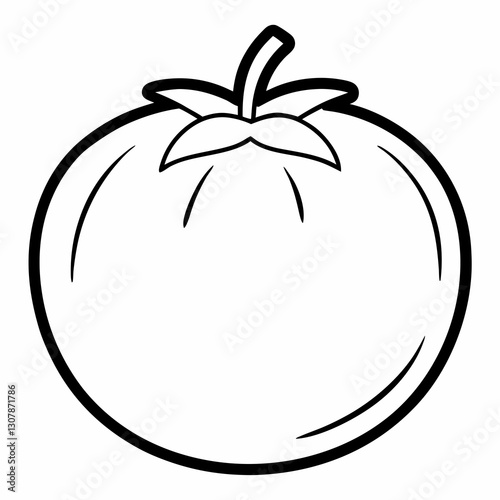 a simple line art illustration of a tomato, perfect for coloring pages and educational materials vector illustration