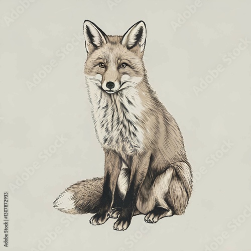 detailed hand drawn fox illustration with realistic fur and expressive facial features  