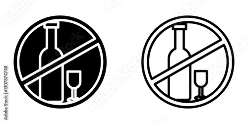 No alcohol sign set icon on white background