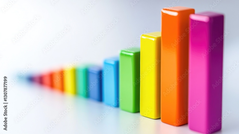 Colorful Blocks Chart, Growth, Success, and Progress Visualization Colorful Blocks Chart, Growth, Success, and Progress Visualization