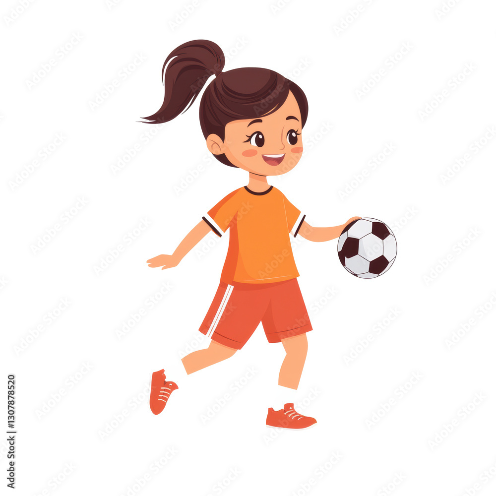 Young girl enjoying soccer while running on the field Young girl enjoying soccer while running on the field