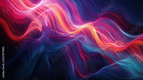 Wallpaper Mural Abstract flowing wave patterns in vibrant neon colors background Torontodigital.ca