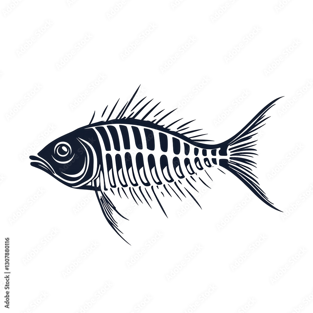 Fototapeta premium Illustration of a fish showcasing delicate spine and scales