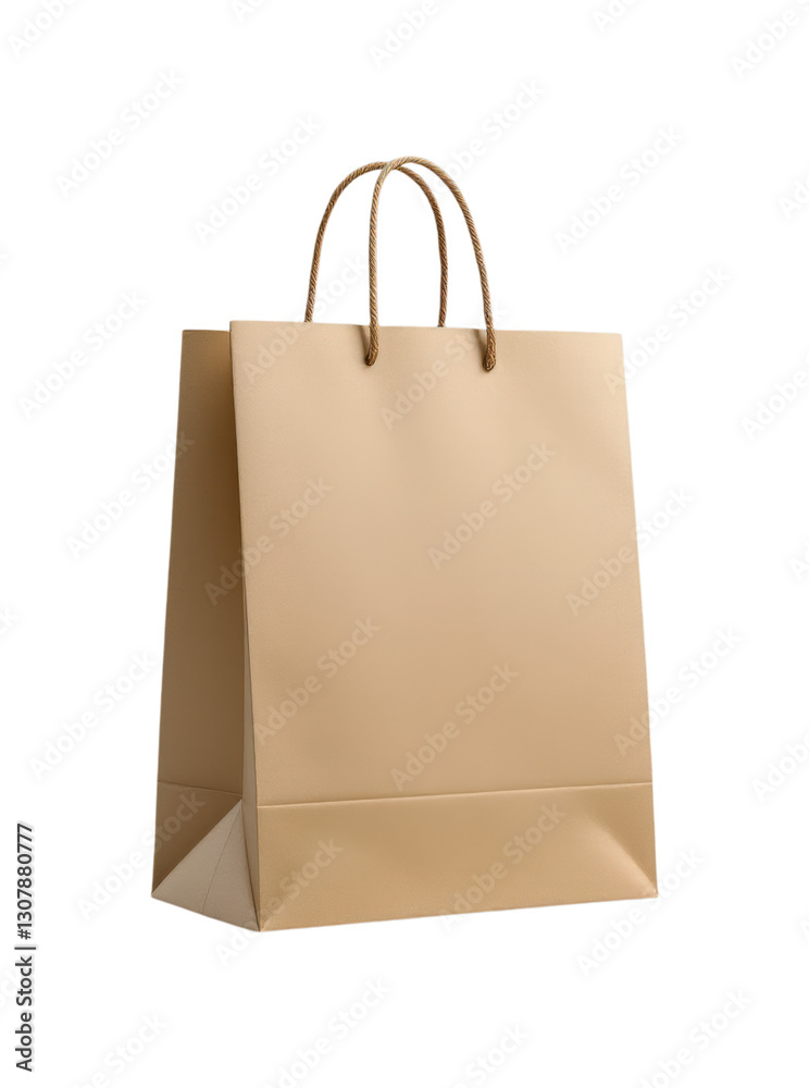 Kraft Paper Shopping Bag with Brown Rope Handles and Square Bottom for Retail Merchandise Isolated on Transparent and White Background Kraft Paper Shopping Bag with Brown Rope Handles and Square Bottom for Retail Merchandise Isolated on Transparent and White Background