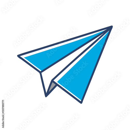Blue paper airplane icon represents fast message sending, digital marketing campaigns and online communication. Concept: email marketing, newsletter service, business communication