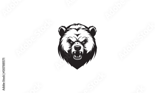 Angry bear head logo design