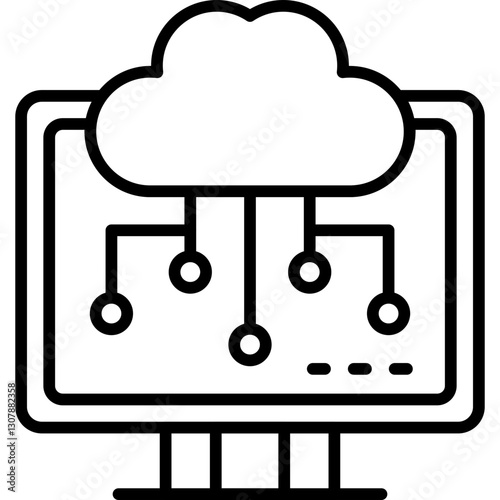 Smart TV Cloud Server Icon Vector Element