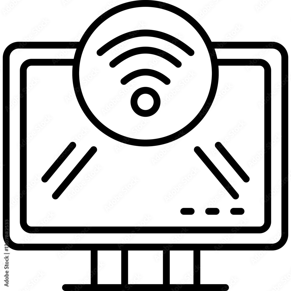 Smart TV WiFi Connected Icon Vector Element Smart TV WiFi Connected Icon Vector Element